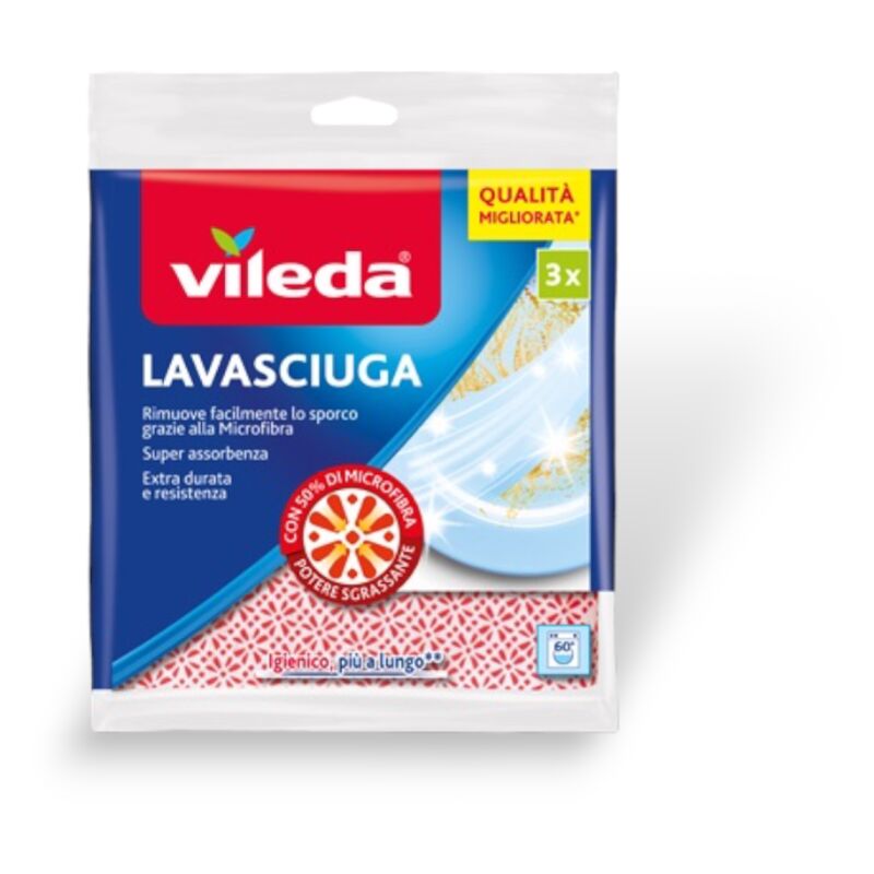 foto del prodotto panno 34x34 cm multiuso in microfibra con trattamento anti batterico odor step confezione 3 pezzi vileda