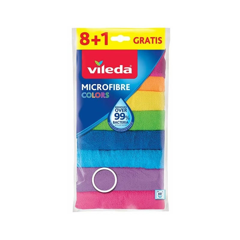 foto del prodotto panno riutilizzabile in microfibra confezione 8 pz 1 omaggio vileda colors