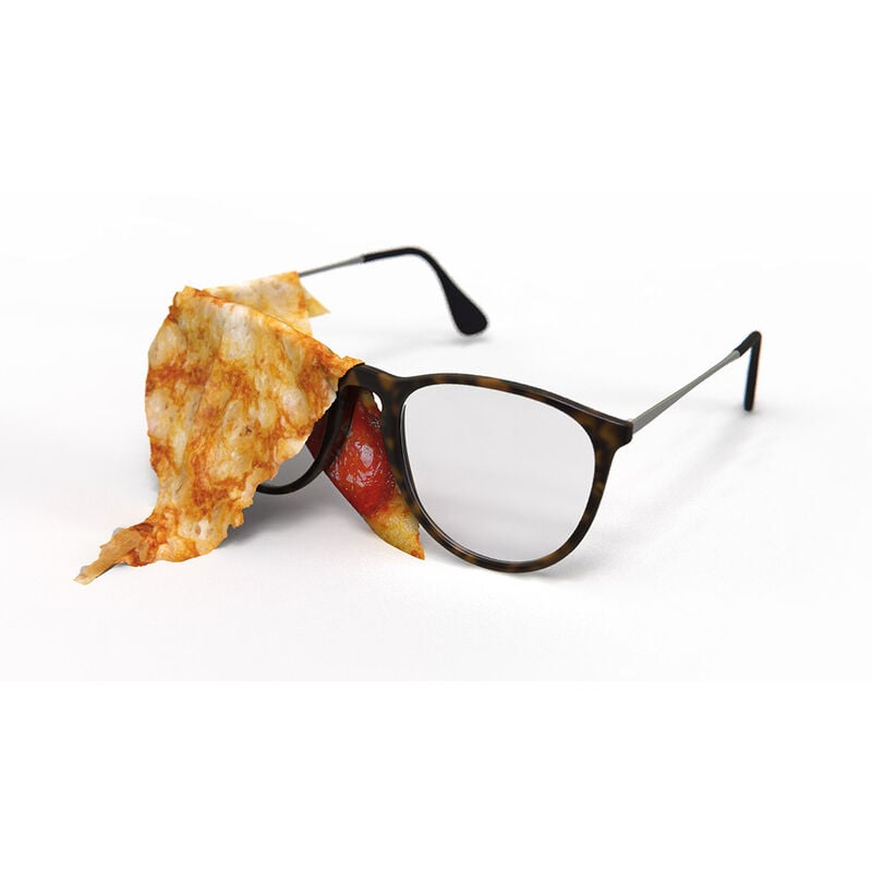 foto del prodotto panno salvietta per pulire gli occhiali a forma di trancio di pizza