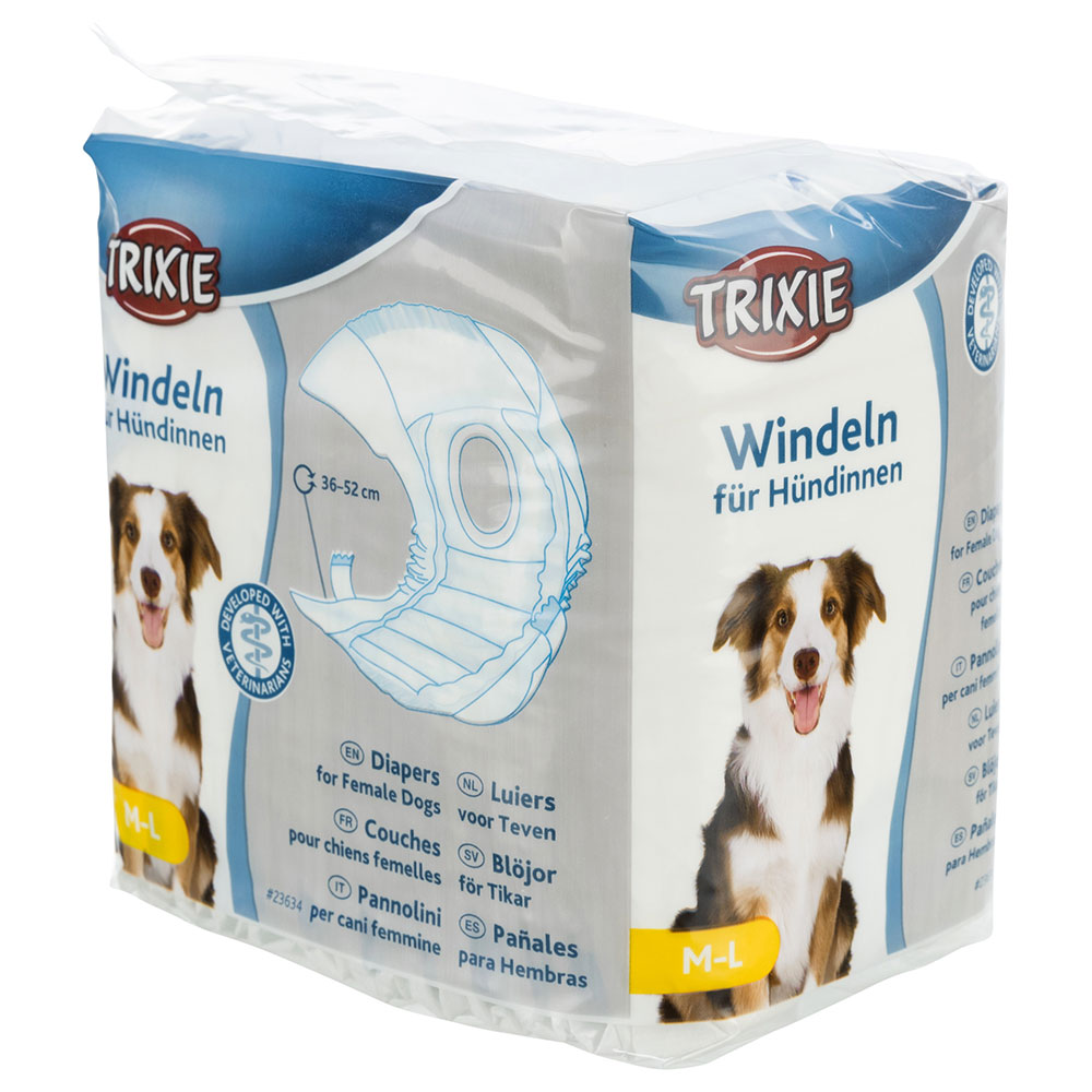 foto del prodotto pannolini trixie per cani femmina tg. m l 36 52 cm, 12 pz