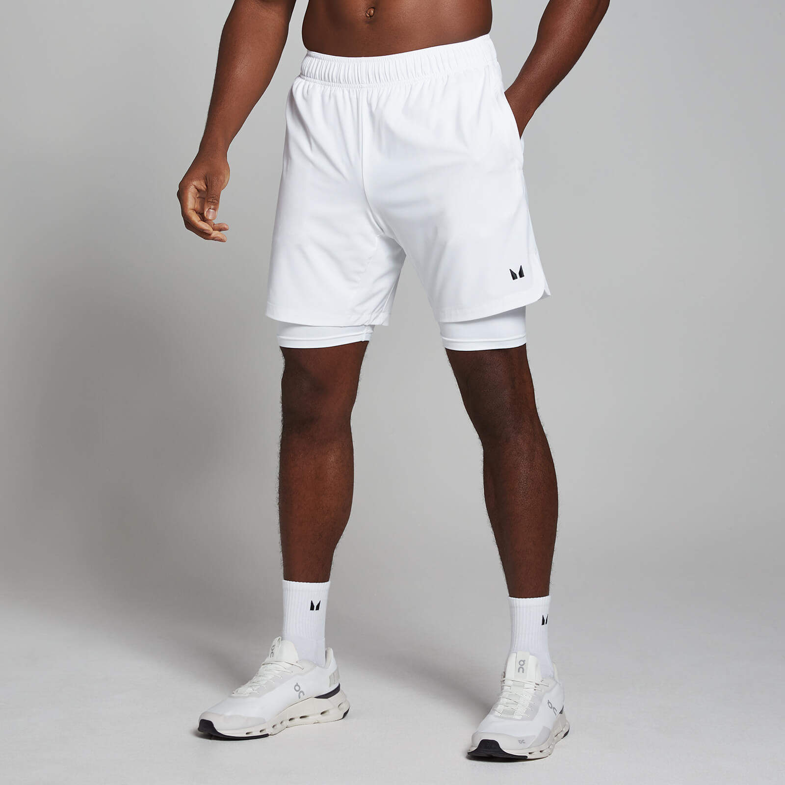 foto del prodotto pantaloncini sportivi 2 in 1 mp da uomo bianchi l