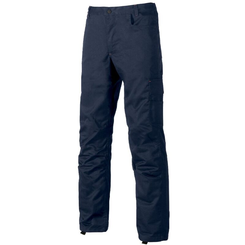 foto del prodotto pantalone da lavoro alfa con porta ginocchiera e 6 tasche pratiche e funzionali colore blu 54 u power