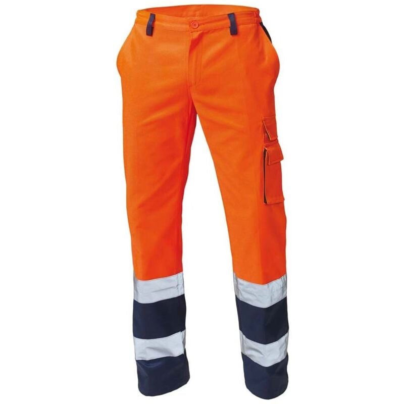 foto del prodotto pantaloni ad alta visibilita bicolore siggi arancioni blue arancio navy l