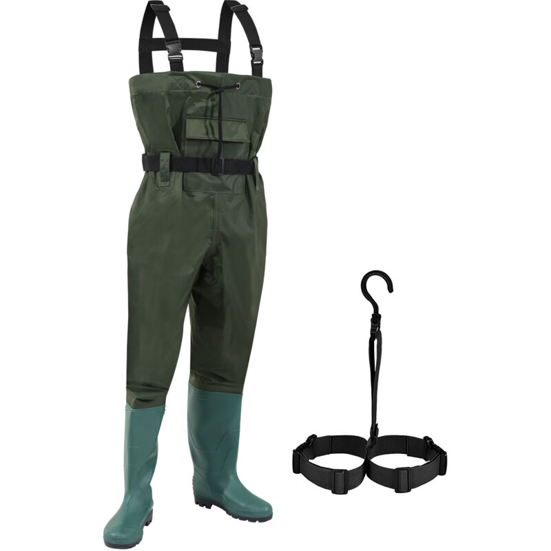 foto del prodotto pantaloni con ganci da pesca pantaloni da laghetto in nylon denari con gomma waders taglia 42
