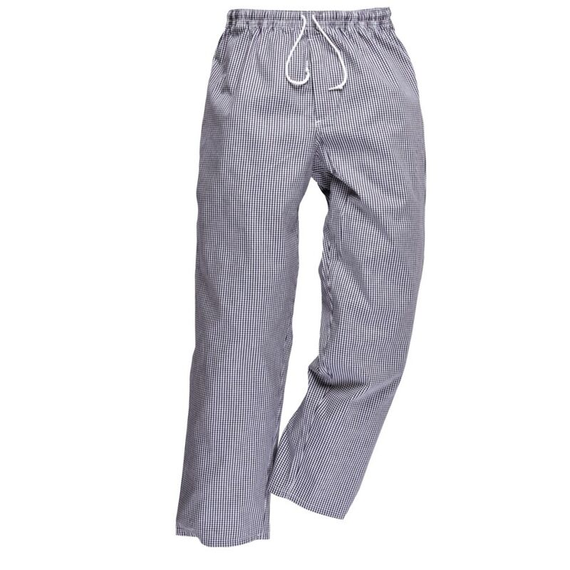 foto del prodotto pantaloni da chef con punto vita elasticizzato bianco nero xs