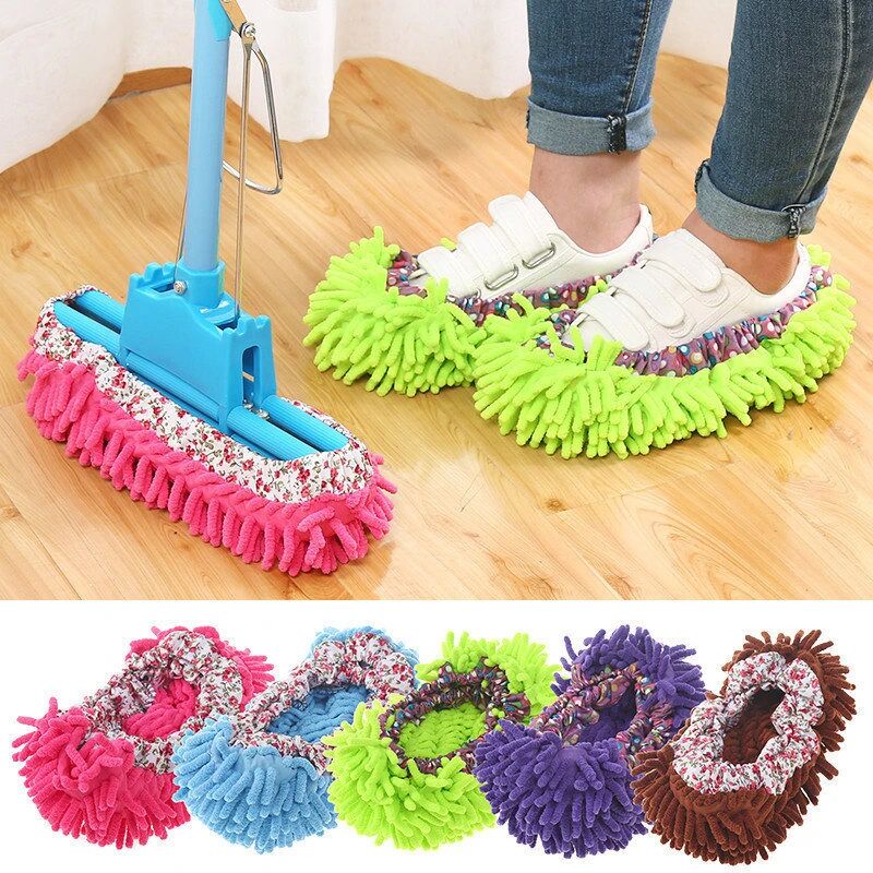 foto del prodotto pantofole multifunzione per la pulizia della polvere del pavimento 2pc scarpe lazy mop shoes pulizia del pavimento della casa scarpe per la pulizia
