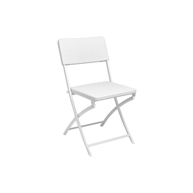 foto del prodotto papillon 8044515 sedia pieghevole quadrata effetto rattan, colore bianco, 54 x 44,5 x 80,5 altezza . cm, plastica 0, multicolore, xl