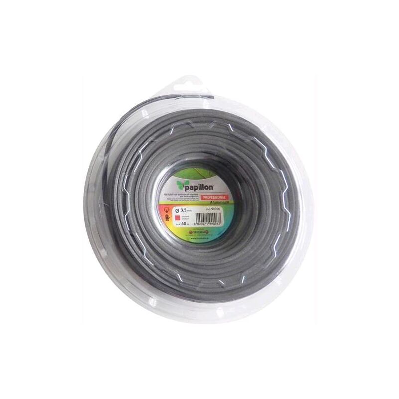 foto del prodotto papillon filo in nylon e alluminio per decespugliatore profilo quadro 3 mm 50 mt