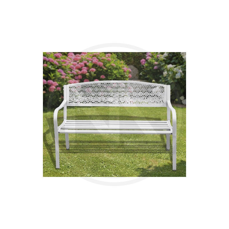 foto del prodotto papillon panchina in acciaio dothan bianca 123x55x62h cm arredo giardino esterno