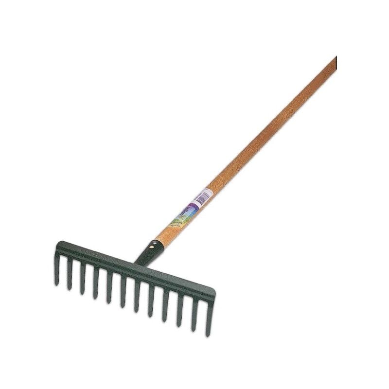 foto del prodotto papillon rastrello 14 denti con manico in legno misura 345 mm