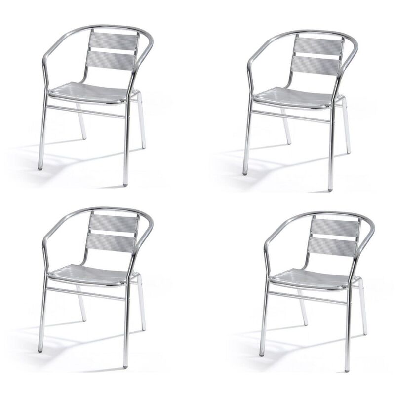 foto del prodotto papillon set 4pz sedia in alluminio tipo bar ristorante con braccioli impilabile