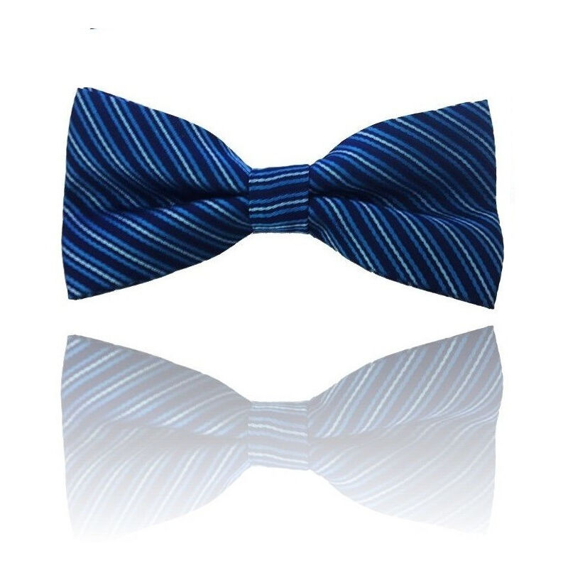 foto del prodotto papillon strisce azzurro righe cravattino farfallino cravatta frack papion trade shop traesio
