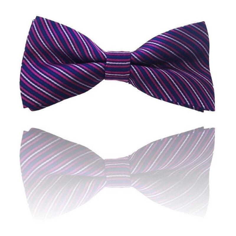 foto del prodotto papillon strisce fucsia blu righe cravattino farfallino cravatta frack papion trade shop traesio
