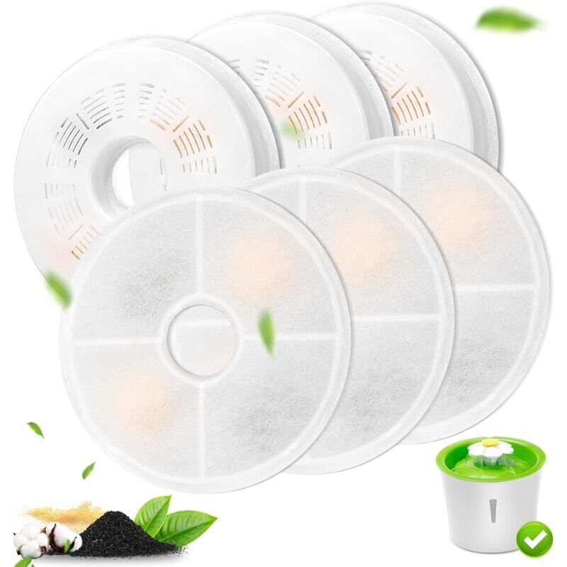 foto del prodotto paquet de 6 filtres de remplacement pour abreuvoirs pour chats, filtre charbon actif 3l et r sine changeuse d ions, compatibles avec les
