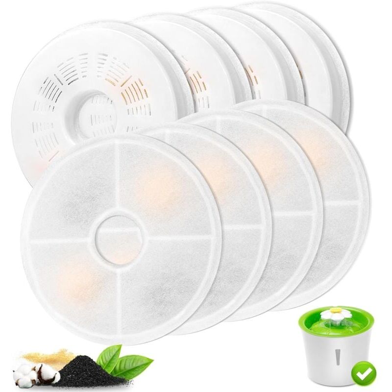 foto del prodotto paquet de 8 filtres de remplacement pour abreuvoirs pour chats, filtre charbon actif 3l et r sine changeuse d ions, compatibles avec les