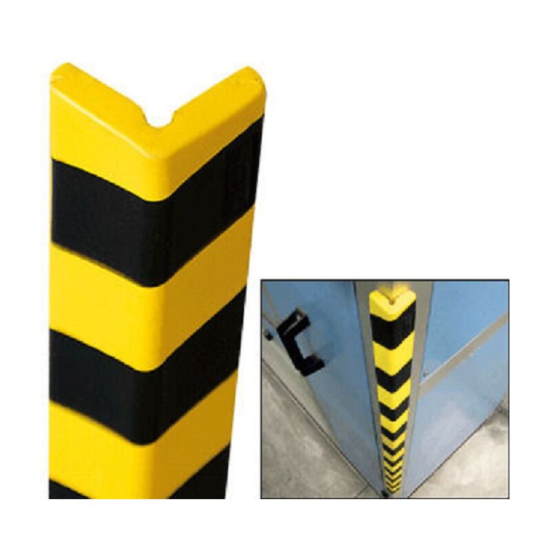 foto del prodotto paracolpi flessibile angolare in eva espansa con biadesivo 760 mm x 50 mm giallo nero