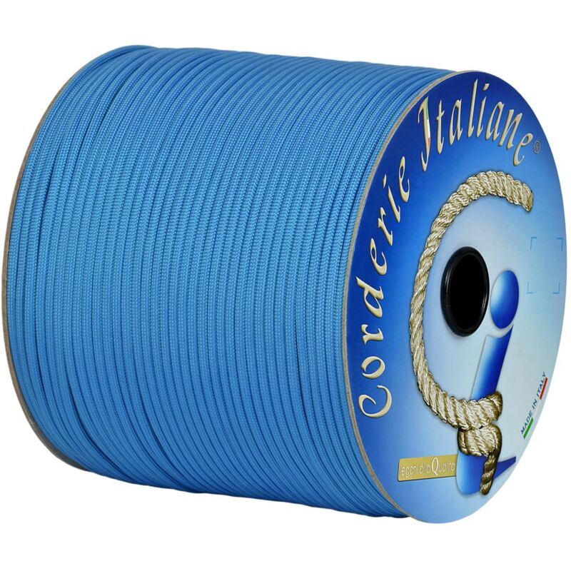 foto del prodotto paracord 550 type iii basic, azzurro 4 mm 10 mt, anima 7 fili, 100 made in italy 006078562 corderie italiane