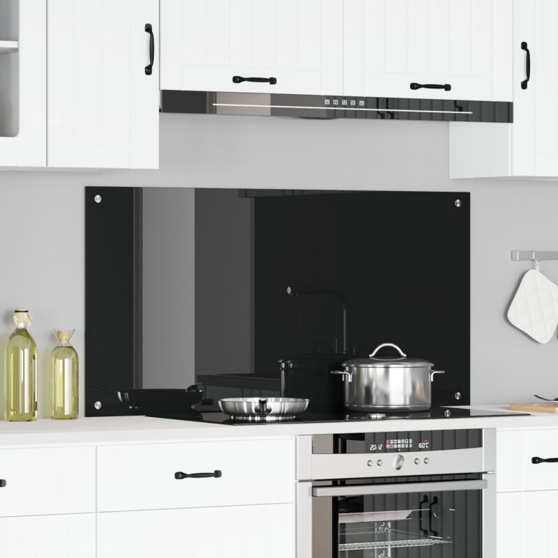 foto del prodotto parafango cucina vidaxl nero 120x60x0,6 cm in vetro temperato