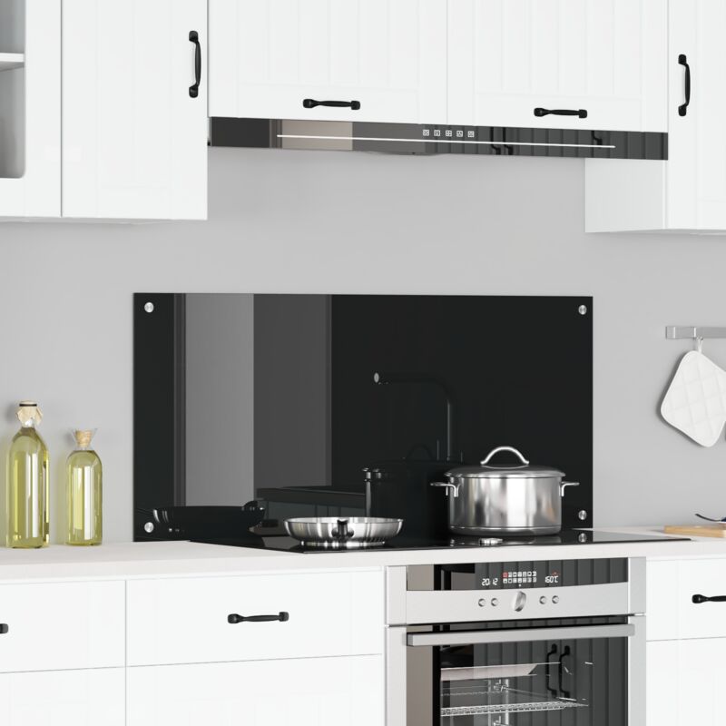 foto del prodotto paraforno per cucina vidaxl nero 110x50x0,6 cm in vetro temperato