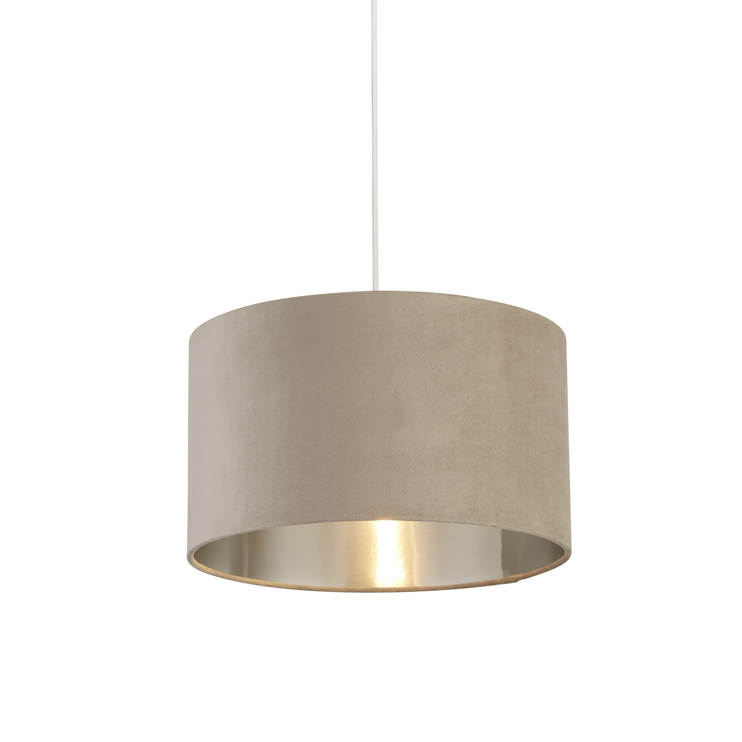 foto del prodotto paralume contemporaneo tamburo tessuto argento tortora 1 luce d38cm