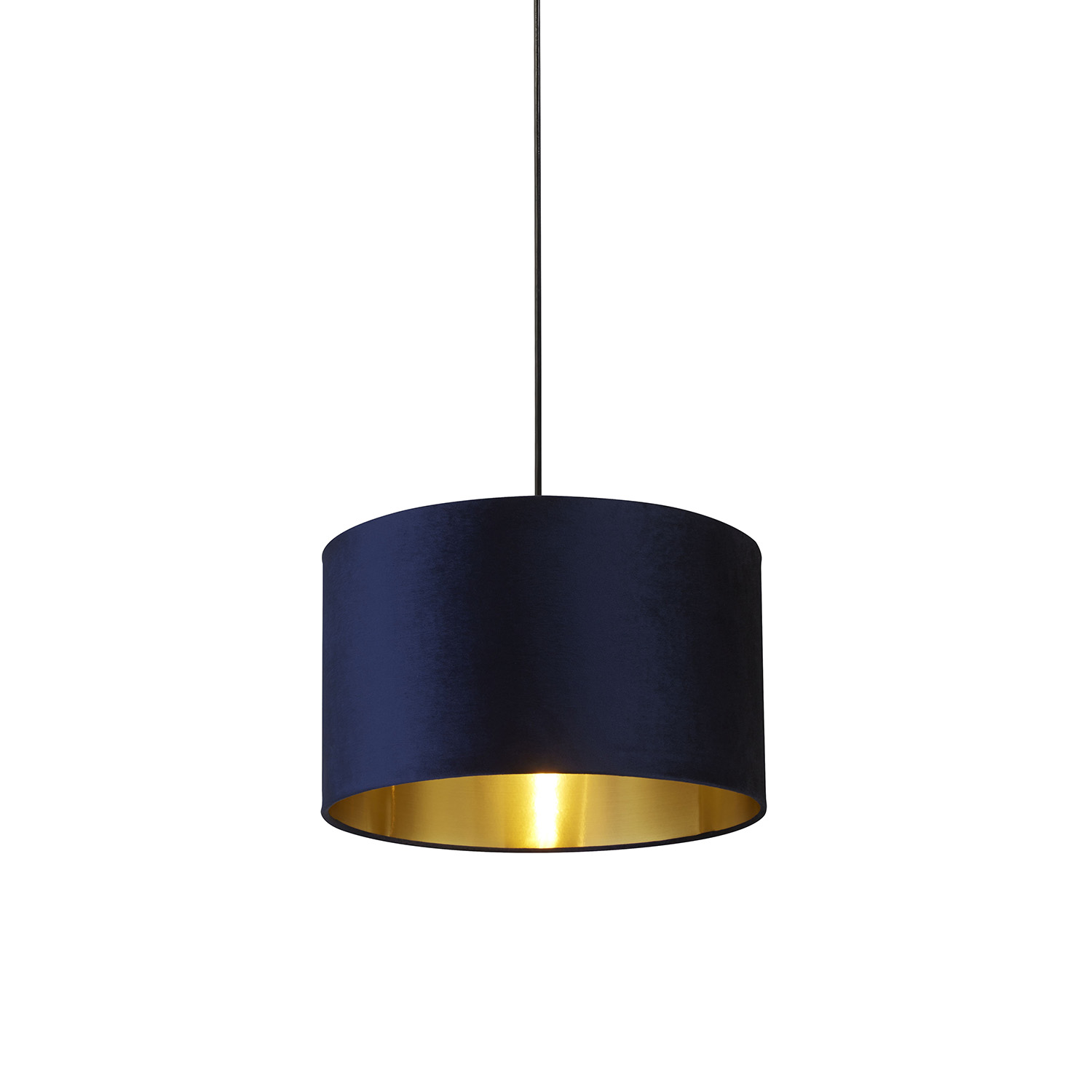 foto del prodotto paralume contemporaneo velluto acciaio blu tessuto oro 1 luce b22 e14 e27