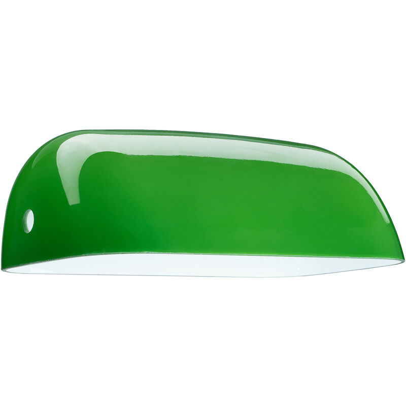 foto del prodotto paralume per lampada da tavolo da banchiere, vetro, parte di ricambio h x l x p 7,5 x 22,5 x 13,5 cm, verde relaxdays