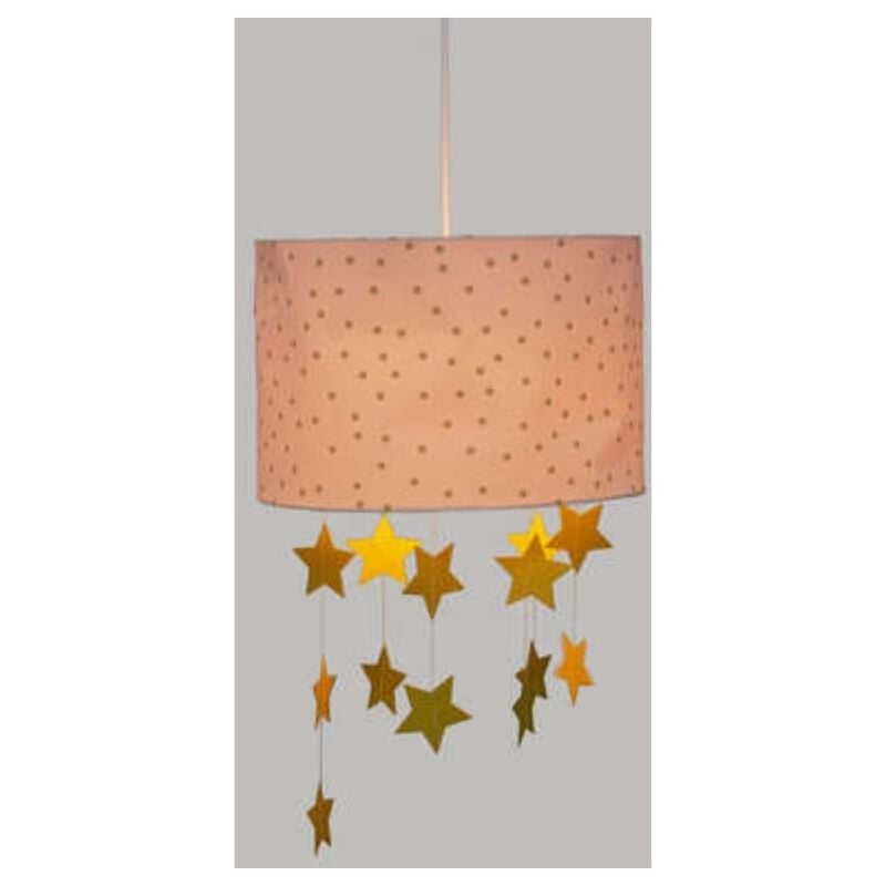 foto del prodotto paralume sospeso rosa con stelle ø30xh20 cm