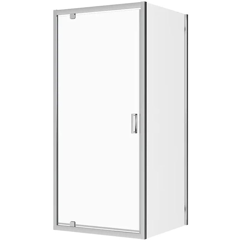 foto del prodotto parama box doccia 70x70 cm angolare porta battente e parete fissa profili in alluminio cromati vetro 6mm trasparente h190 reversibile mod. apulia