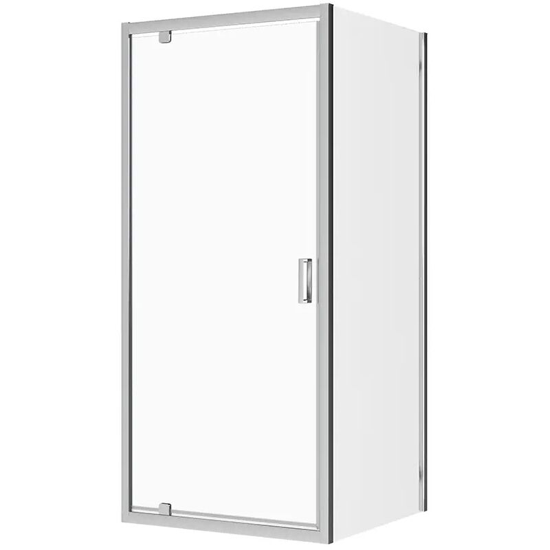 immagine 0 del prodotto parama box doccia 70x75 cm angolare porta battente e parete fissa profili in alluminio cromati vetro 6mm trasparente h190 reversibile mod. apulia