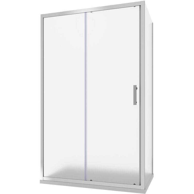 foto del prodotto parama box doccia angolare 70x130 cm porta scorrevole e parete fissa profili in allumimio cromato vetro 6 mm stampato con trattamento easy clean