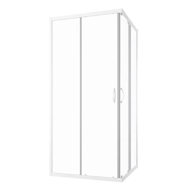 immagine 0 del prodotto parama box doccia scorrevole 90x90 cm profili in alluminio bianco vetro 4mm trasparente h185 reversibile mod. grenada