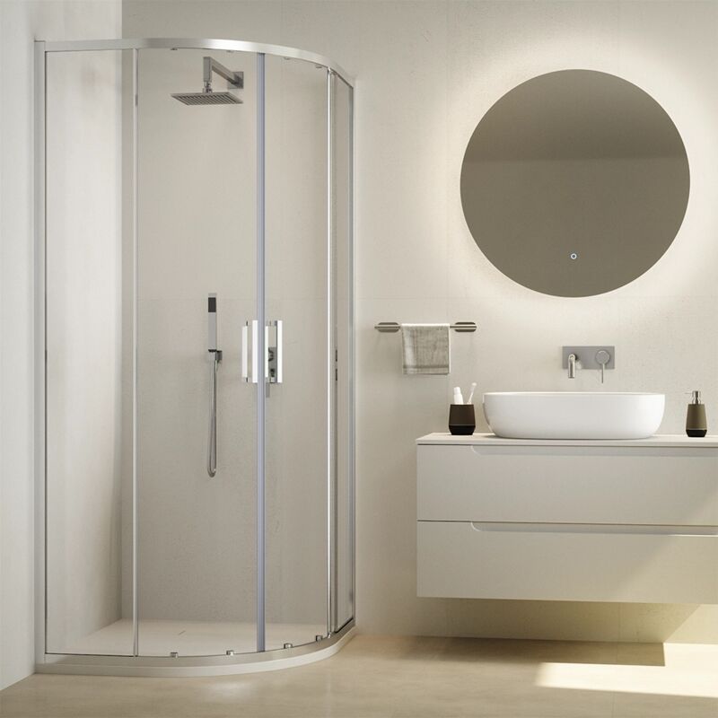 immagine 0 del prodotto parama box doccia semicircolare 80x80cm profilli ultraslim in alluminio cromato vetro 6mm trasparente con trattamento anticalcare h195 mod. aruba