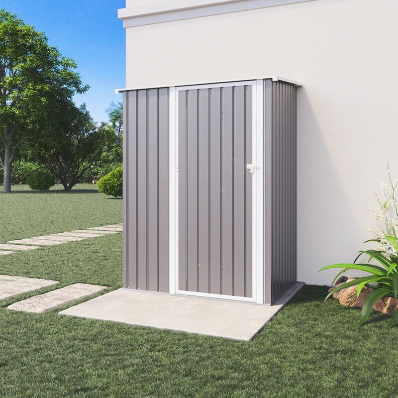 foto del prodotto parama casetta da giardino in acciaio zincato grigio 1,51x1,03xh1,96m 42,9kg 1,55 metri quadri