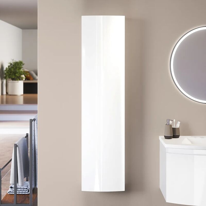 foto del prodotto parama colonna sospesa 136 cm bianco lucido con anta e frontale curvo mod. lula