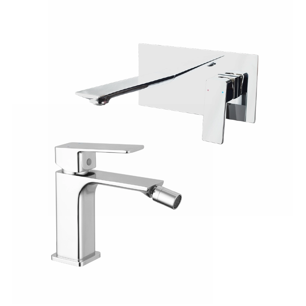foto del prodotto parama coppia miscelatori lavabo ad incasso, bidet senza scarico in ottone cromato mod. ingrid