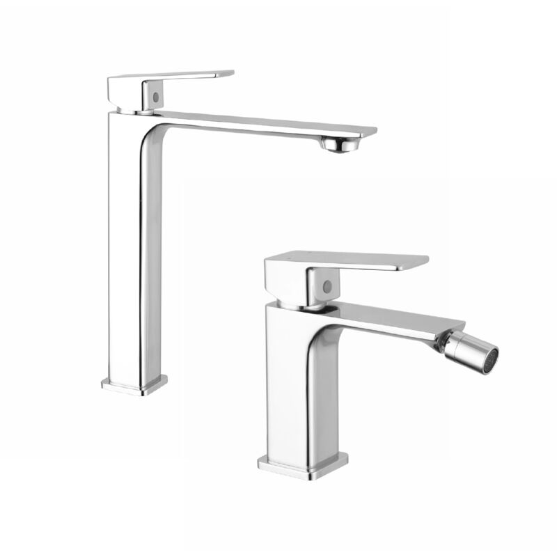 foto del prodotto parama coppia miscelatori lavabo alto slim bidet senza scarico in ottone cromato mod. ingrid