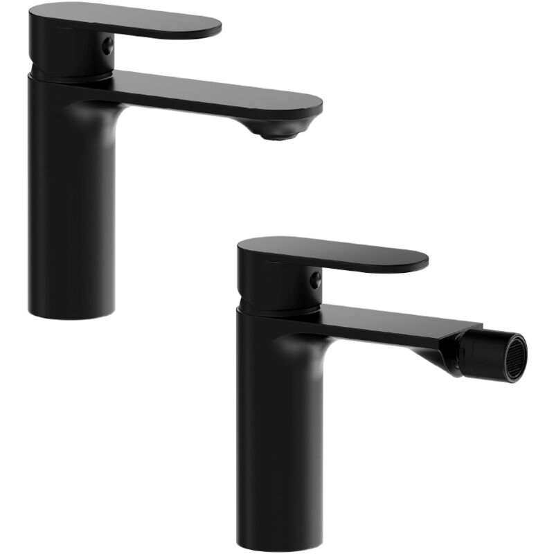 foto del prodotto parama coppia miscelatori lavabo bidet senza scarico in ottone nero opaco mod. kerry