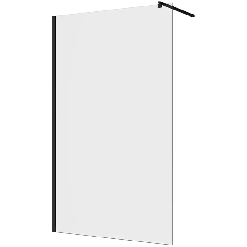 foto del prodotto parama doccia walk in 100 cm profili in alluminio nero opaco vetro 8mm trasparente con trattamento anticalcare h200 regolabile 98 100cm