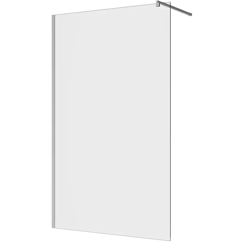 foto del prodotto parama doccia walk in 90 cm profili in alluminio cromato vetro 8mm trasparente con trattamento anticalcare h200 regolabile 88 90cm reversibile