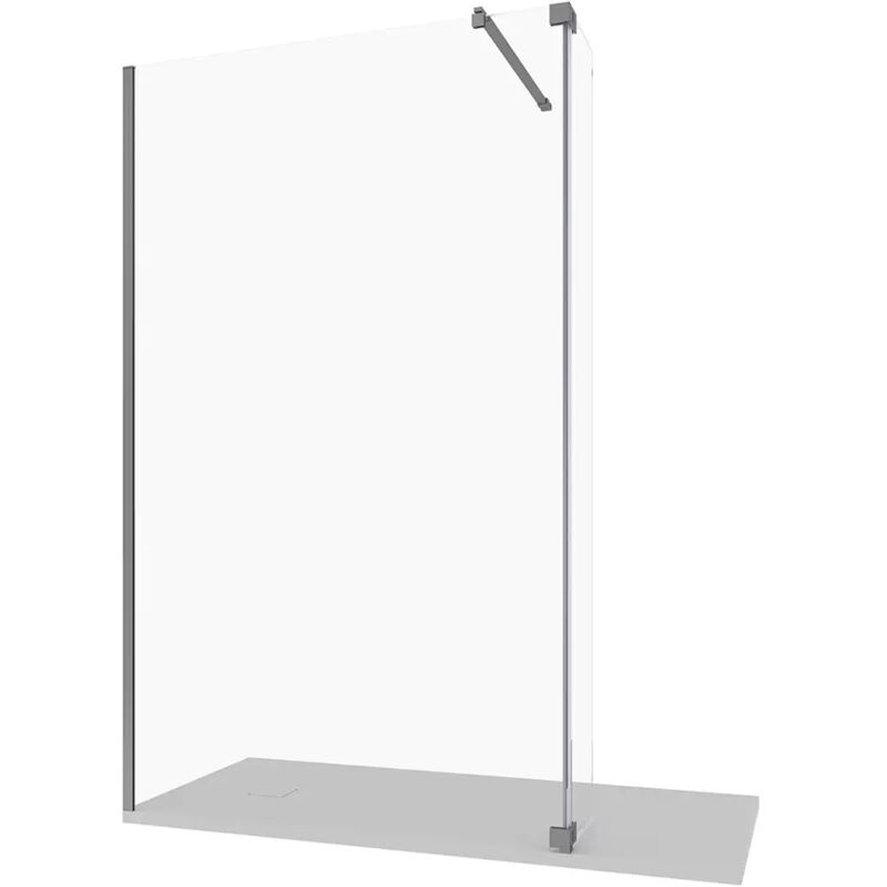 foto del prodotto parama doccia walk in 90cm anta girevole paraschizzi 30cm vetro 10mm trasparente con trattamento easy clean profili in alluminio cromati h200