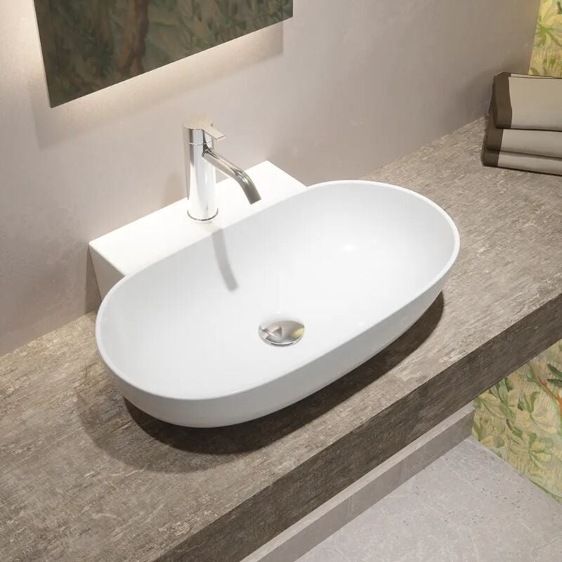 foto del prodotto parama lavabo da appoggio ovale 56x40x12,5 cm bianco