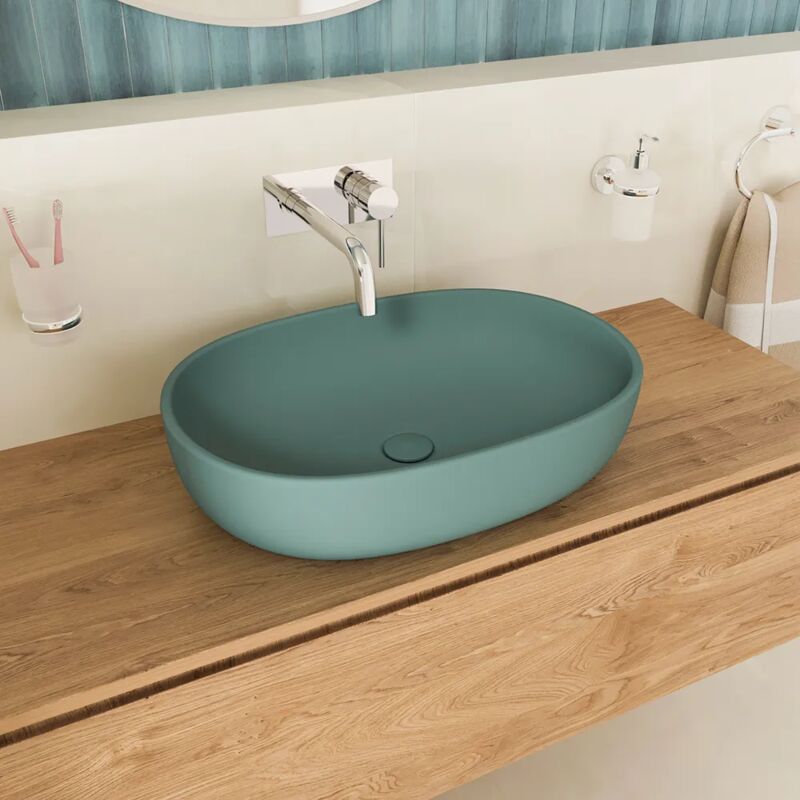 foto del prodotto parama lavabo da appoggio ovale 60x43x14,5 cm carta da zucchero opaco
