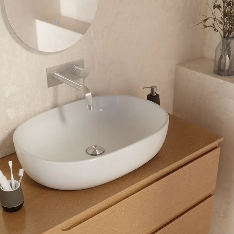 foto del prodotto parama lavabo da appoggio ovale 60x43x14,5 cm in ceramica bianco lucido
