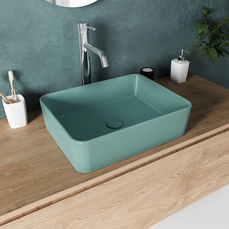 foto del prodotto parama lavabo da appoggio rettangolare 48x37x13,5 cm carta da zucchero opaco mod. caspio