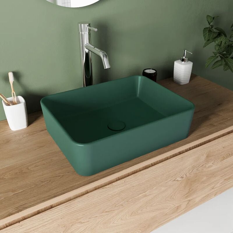 foto del prodotto parama lavabo da appoggio rettangolare 48x37x13,5 cm verde opaco mod. caspio