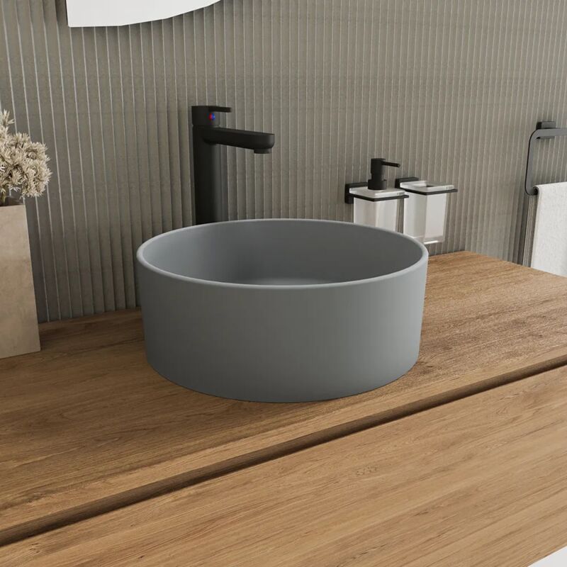 foto del prodotto parama lavabo da appoggio tondo 37,5x37,5x13,5 grigio opaco mod. tirreno