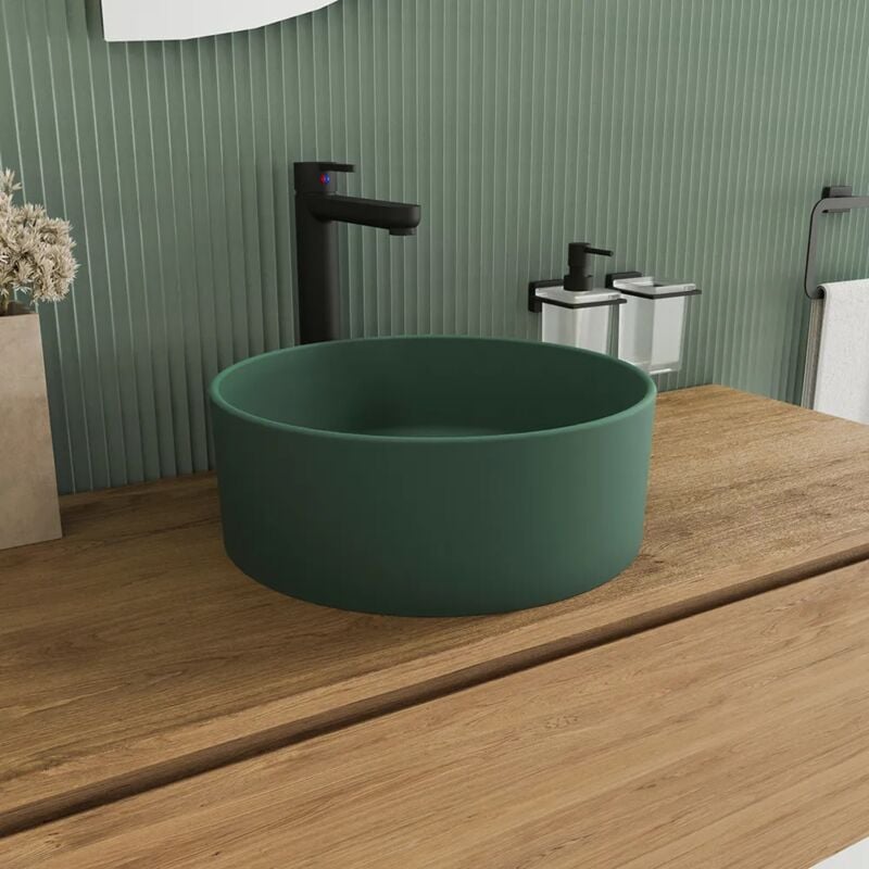 foto del prodotto parama lavabo da appoggio tondo 37,5x37,5x13,5 verde opaco mod. tirreno