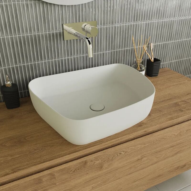 foto del prodotto parama lavabo da appoggio tondo 55,5x44x14 bianco opaco mod. persico