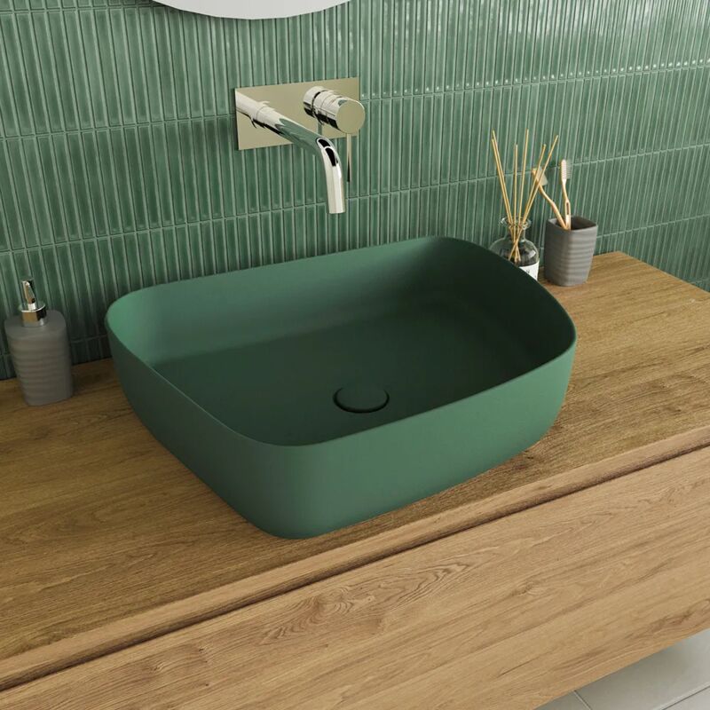 foto del prodotto parama lavabo da appoggio tondo 55,5x44x14 verde opaco mod. persico