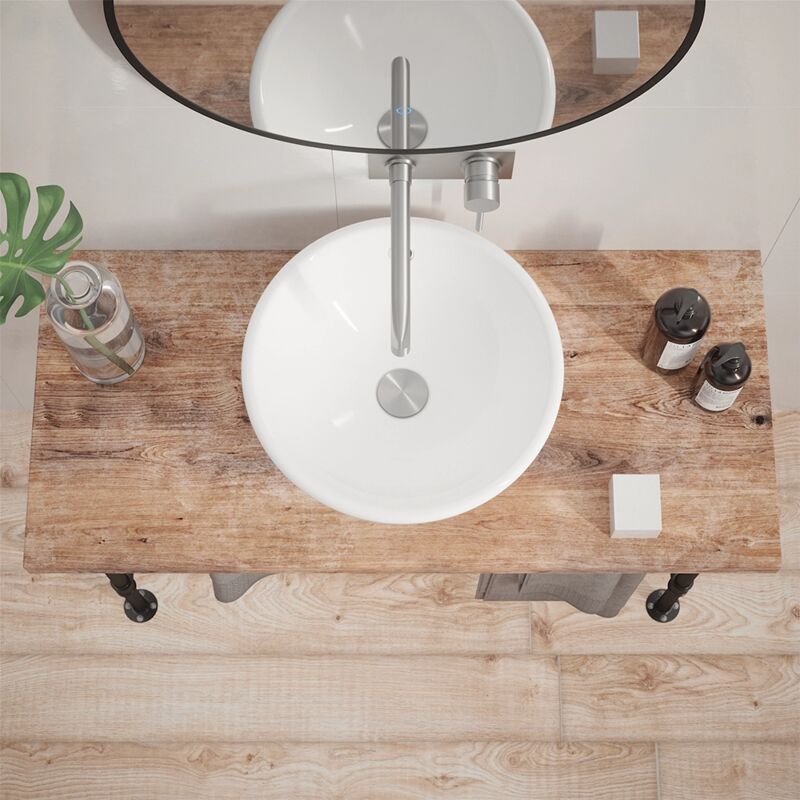 foto del prodotto parama lavabo da appoggio tondo con troppopieno 40x40x17 cm bianco